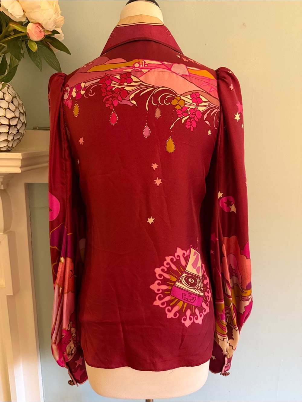 Zimmermann Concert Print Blouson Silk Button Down - Picture 7 of 7